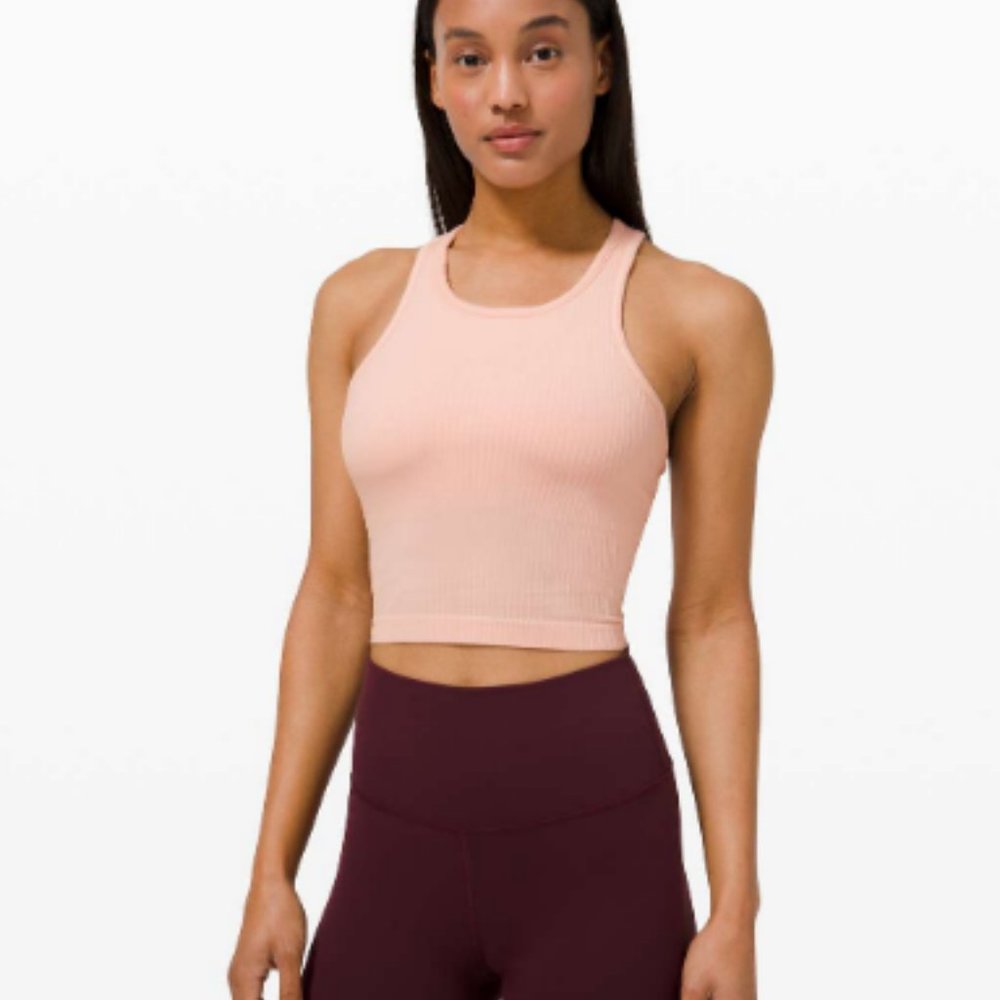 Lululemon Ebb To Street Racerback Crop Tank Pink Mist
